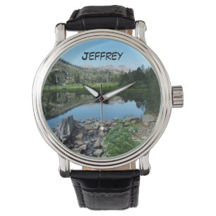 Reflektion des Sees, Name, Landschaftliche Armband Armbanduhr