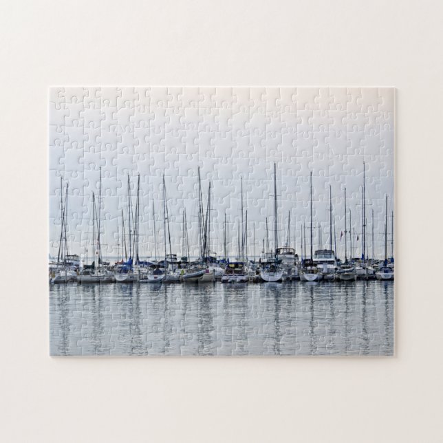 Reflektion des Segelbootes - Bayfield, WI - 11x14 Puzzle (Horizontal)