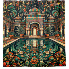 "Reflektion des Verzierten Palace Pool" Duschvorhang