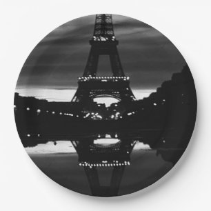 Reflektion des Vintagen Paris-Eiffel-Turms Pappteller