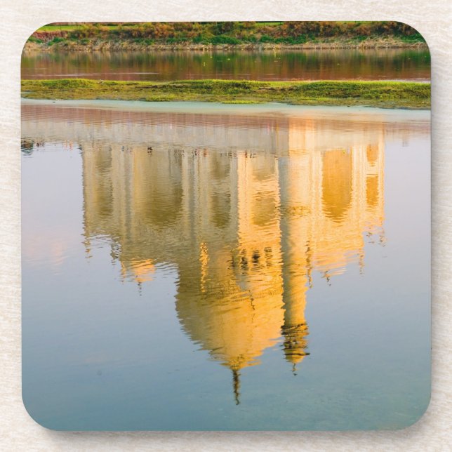 Reflektion des weltberühmten Taj Mahal-Tempels Untersetzer (Vorderseite)