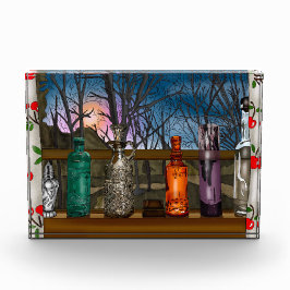 Reflektion | Farbige Glasvasen im Fensterbereich Fotoblock