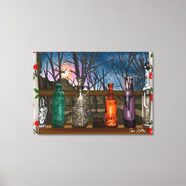 Reflektion | Farbige Glasvasen im Fensterbereich Leinwanddruck