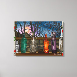 Reflektion | Farbige Glasvasen im Fensterbereich Leinwanddruck