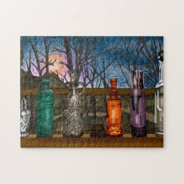 Reflektion | Farbige Glasvasen im Fensterbereich Puzzle