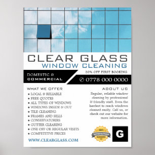 Reflektion, Fensterreiniger, Reinigung der Werbung Poster