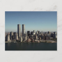 Reflektion Postkarte WTC Twin Towers Clear Day NYC