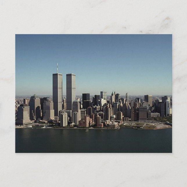 Reflektion Postkarte WTC Twin Towers Clear Day NYC (Vorderseite)