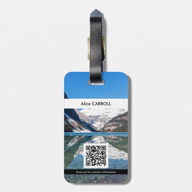 Reflektion über Lake Louise - Banff NP - QR-Code Gepäckanhänger (Rückseite vertikal)