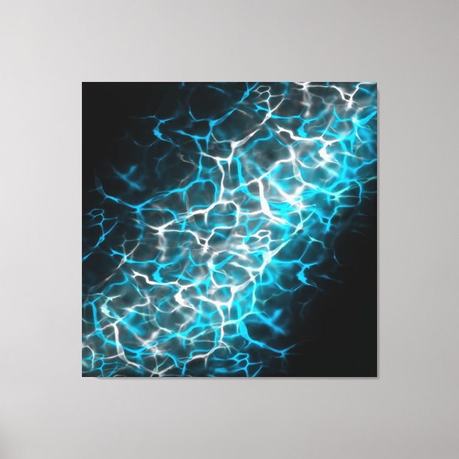 Reflektion von blau-weißem Blitz Leinwanddruck (Vorderseite)