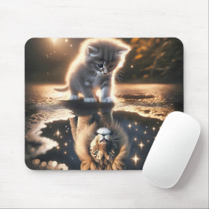 Reflektion von Kitten und Lion Puddle Mousepad