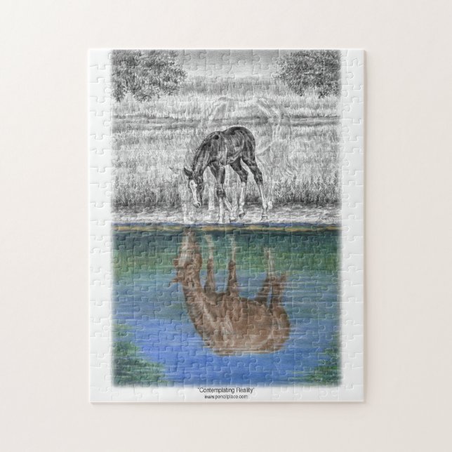 Reflektion von Pferden durch Foallwasser Puzzle (Vertikal)