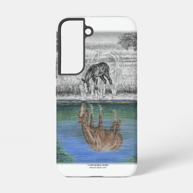 Reflektion von Pferden durch Foallwasser Samsung Galaxy Hülle (Rückseite)