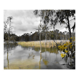 Reflektionen unter grauem Himmel Fotodruck