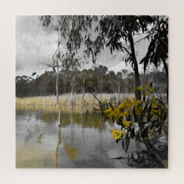 Reflektionen unter grauem Himmel Puzzle