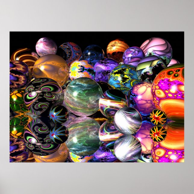 Reflektive Fraktal Spheres Poster (Vorne)