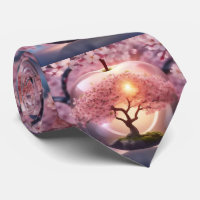 "Reflektive Schönheit: Glasapfel mit Blossom-Baum