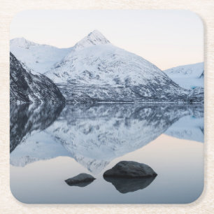 Reflektiver Portage Lake Rechteckiger Pappuntersetzer