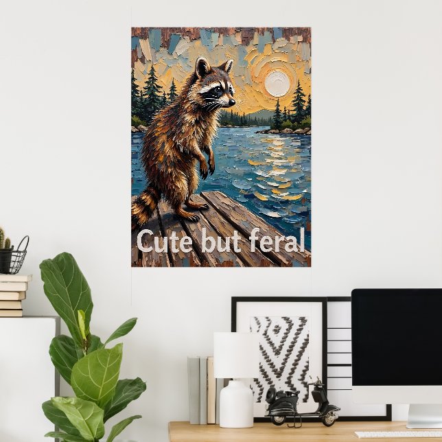 Reflektiver Prowler: Raccoon am Wasser Poster (Heimbüro)