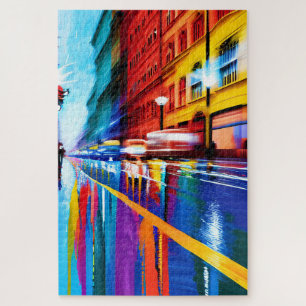 Reflektiver Verkehr auf belebten Straßen in der St Puzzle