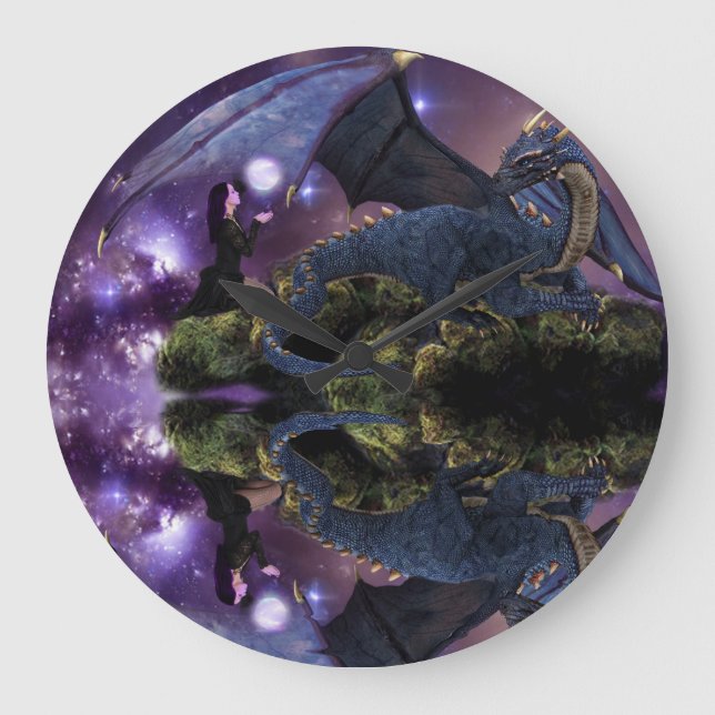 Reflexionen ein Drache-Pool Große Wanduhr (Vorderseite)