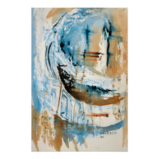 Reflexionen in Blau und Ocker Poster