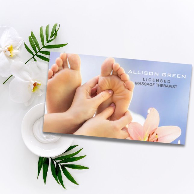 Reflexologie Akupressur Fußmassage Therapeut Visitenkarte (Reflexology Acupressure Foot Massage therapist Business Card)