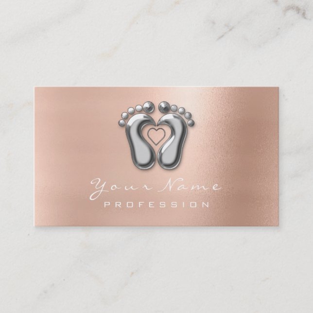 Reflexzonenmassage Therapeut Silver Rose Gold Visitenkarte (Vorderseite)