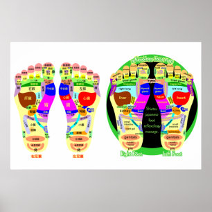 Reflexzonenmassagefußkarte Poster