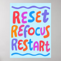 REFOCUS RETART NEUSTART Farbige Fun Bubble Letters
