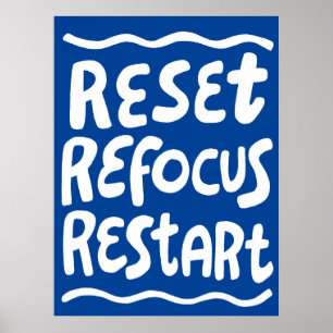 REFOCUS RETART NEUSTART Farbige Fun Bubble Letters Poster