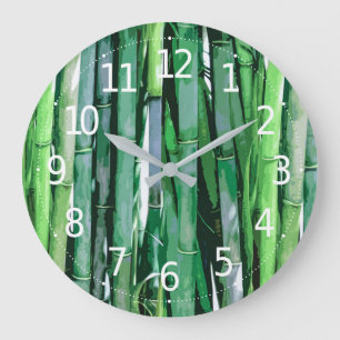 Refreshing Green Bamboo Artwork   Wall Clock Große Wanduhr
