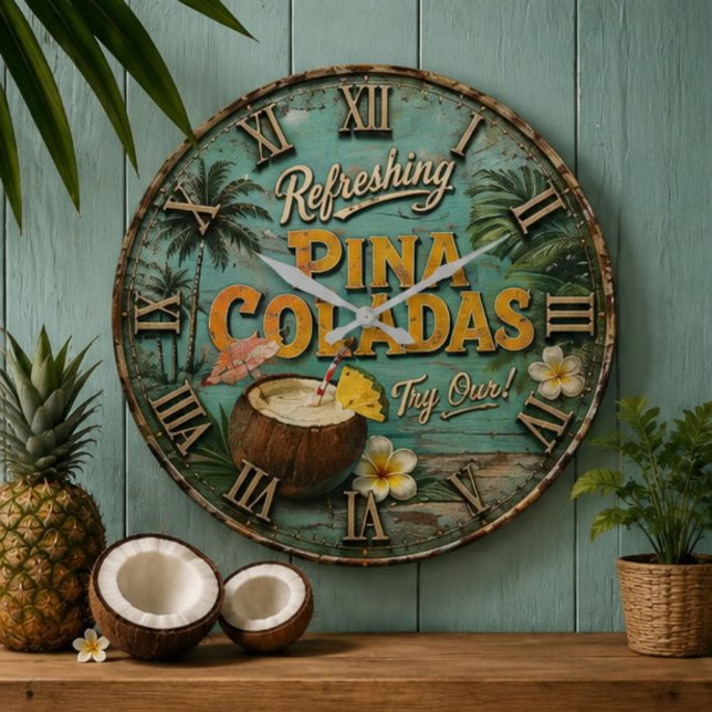 Refreshing Piña Coladas  Große Wanduhr (Von Creator hochgeladen)