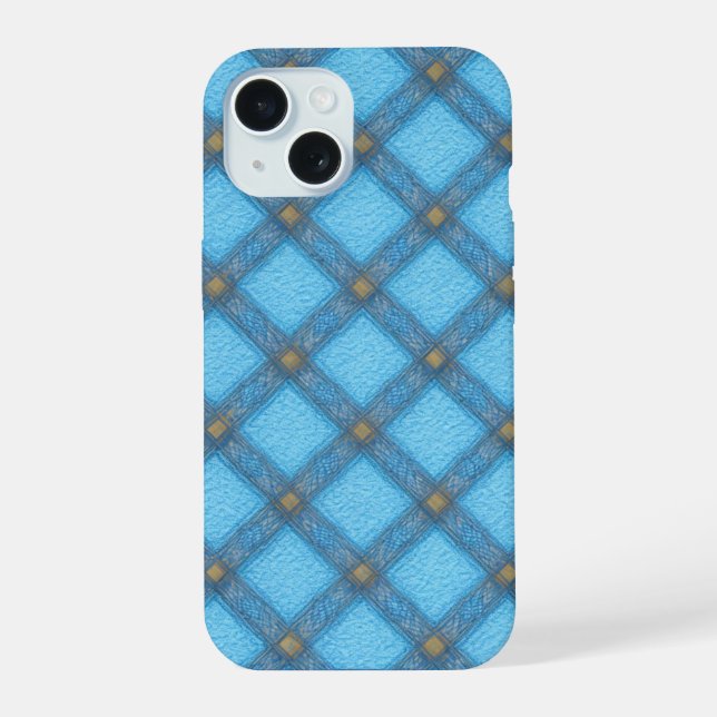 Refreshing Turquoise Plaid Phone Case iPhone 15 Hülle (Rückseite)