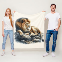 Regal African Lion Ruhen auf einem Felsen - Wasser Fleecedecke