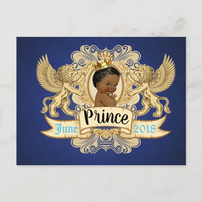 Regal African Prince|Royal Blue & Gold Einladungspostkarte (Vorderseite)