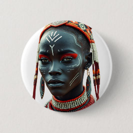 Regal African Tribal Beauty Tag | afrozentrisch Button