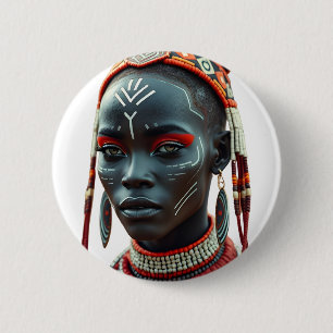 Regal African Tribal Beauty Tag   afrozentrisch Button