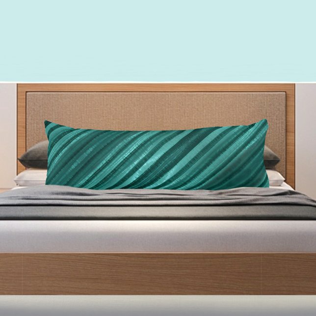 Regal Aquamarin gestreiftes grünes Kissen (Von Creator hochgeladen)