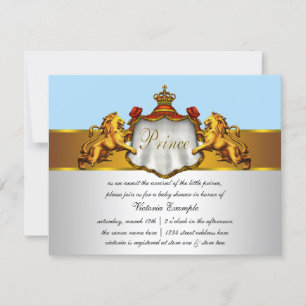 Regal Baby Blue Prince Baby Shower Einladung