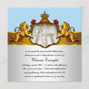 Regal Baby Blue Prince Baby Shower Einladungen
