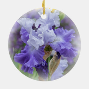 Regal Bearded Iris - Lila & weiß Keramik Ornament