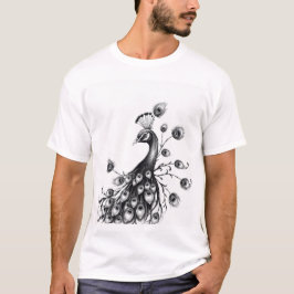 Regal Beauty: Pfauenkohle Kunst T-Shirt