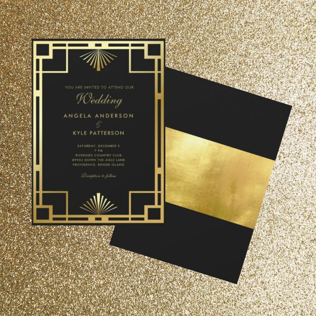 Regal Black and Gold Wedding Einladung (Von Creator hochgeladen)