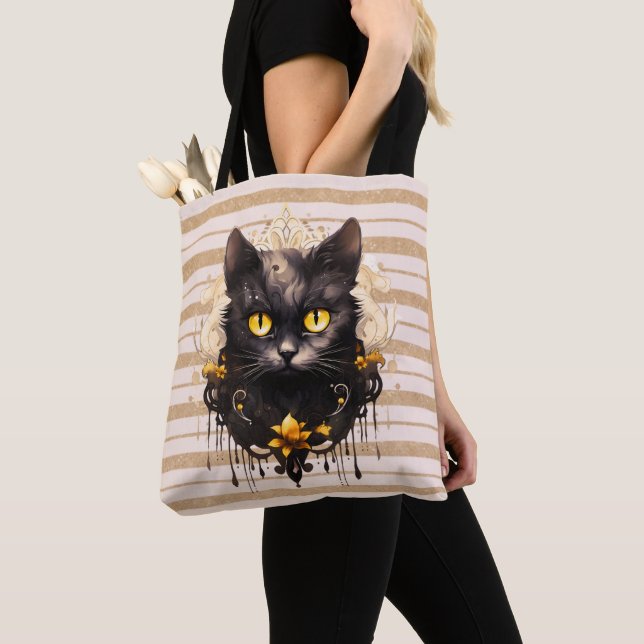 Regal Black Cat Gold gestreift Halloween (Von Nahem)