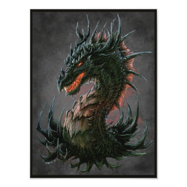 Regal Black Dragon Head - Vollfarbigkeit Fotodruck (Vorne)