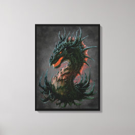 Regal Black Dragon Head - Vollfarbigkeit Leinwanddruck