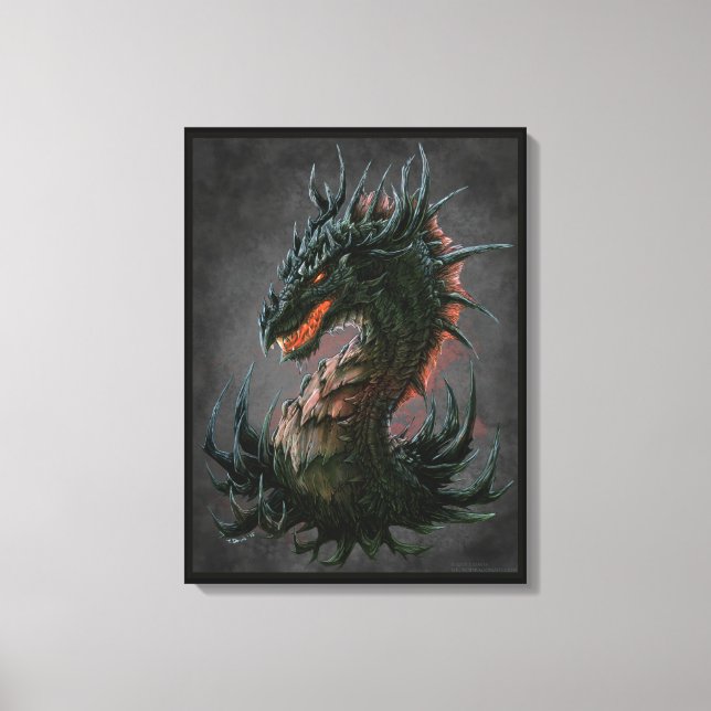 Regal Black Dragon Head - Vollfarbigkeit Leinwanddruck (Vorderseite)
