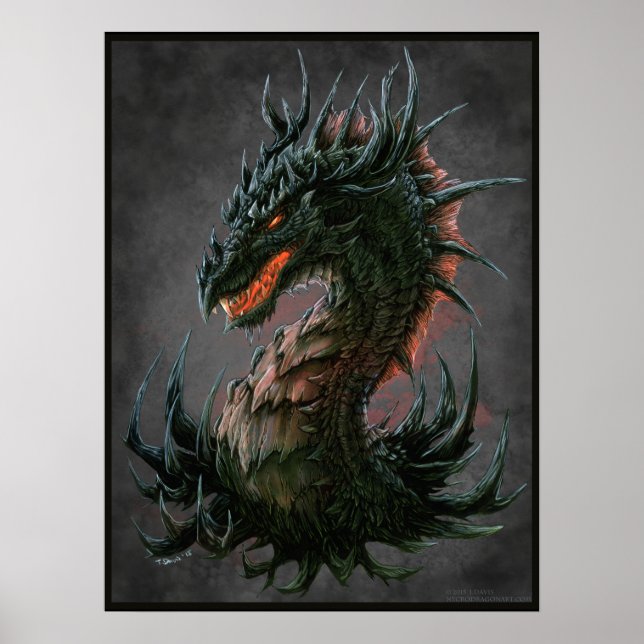 Regal Black Dragon Head - Vollfarbigkeit Poster (Vorne)