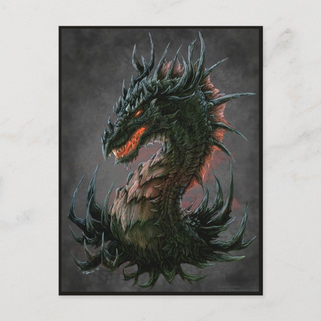 Regal Black Dragon Head - Vollfarbigkeit Postkarte (Vorderseite)